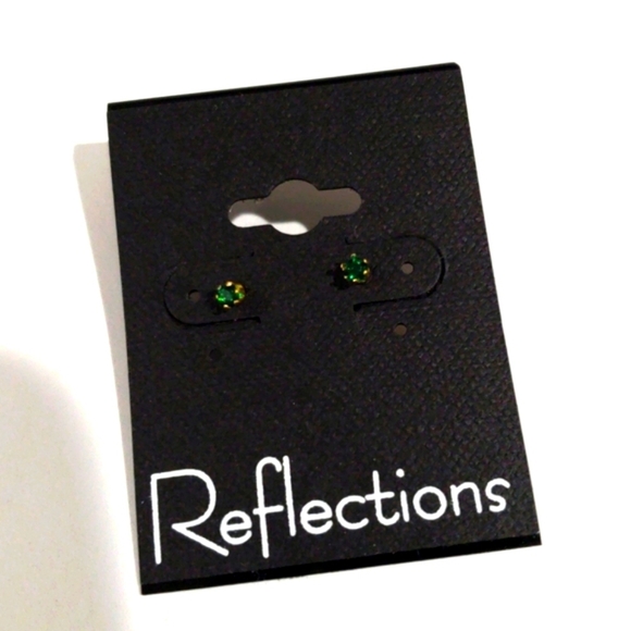 Swarovski Crystal Element - Gold Overlay Green Stone "Tiny" Stud Earrings - Picture 1 of 12